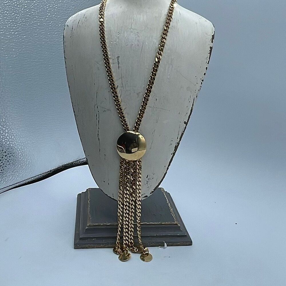 Vintage large chain long bold 70’s boho festival fringe necklace.